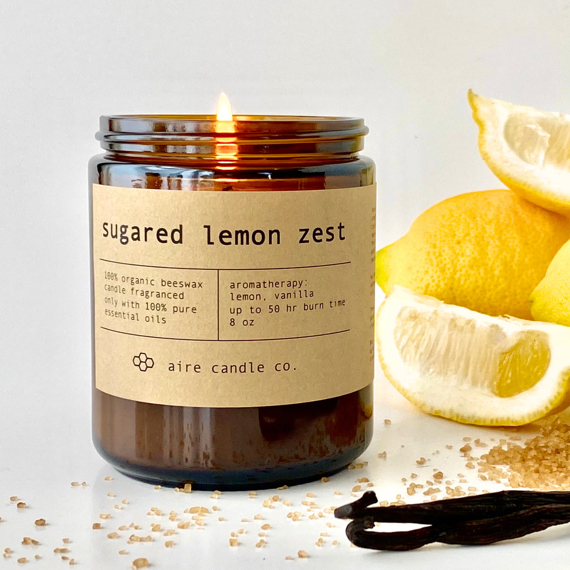 sugared lemon zest beeswax candle – aire candle co. sugared lemon zest beeswax candle – aire candle co.
