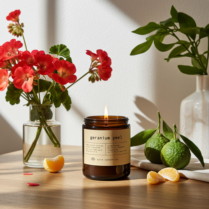 geranium peel beeswax candle