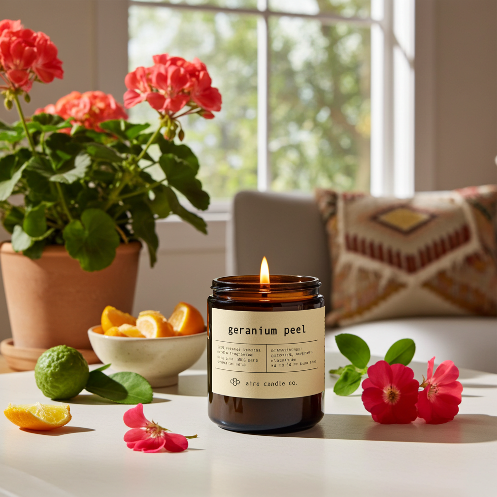 geranium peel beeswax candle