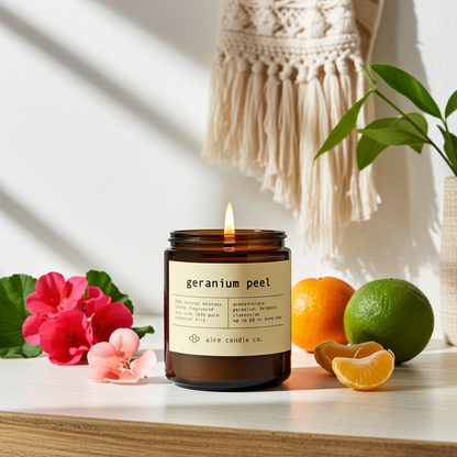 geranium peel beeswax candle