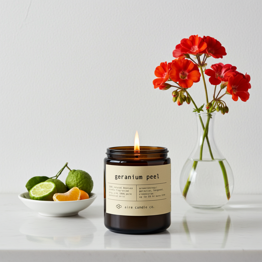 geranium peel beeswax candle