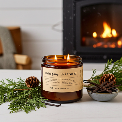 mahogany driftwood beeswax candle