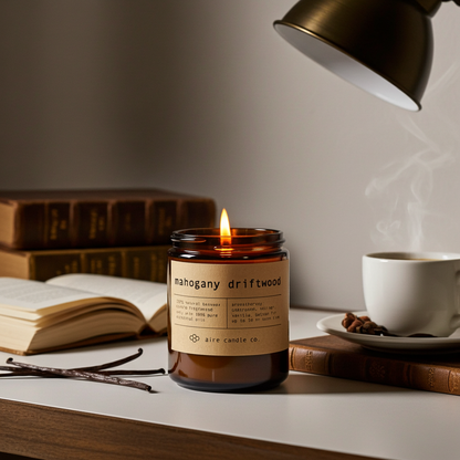 mahogany driftwood beeswax candle