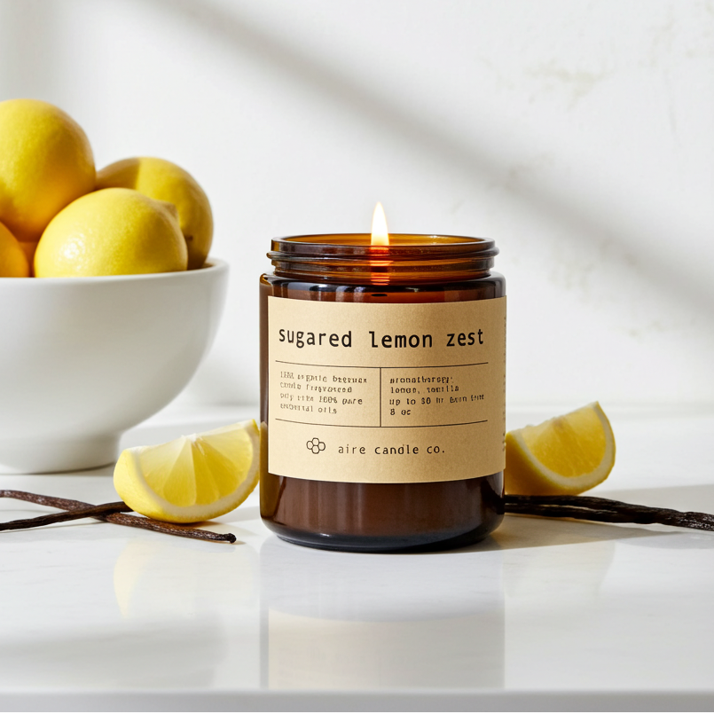sugared lemon zest beeswax candle – aire candle co.