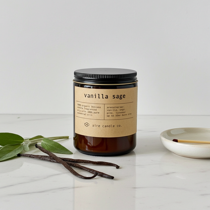 vanilla sage beeswax candle